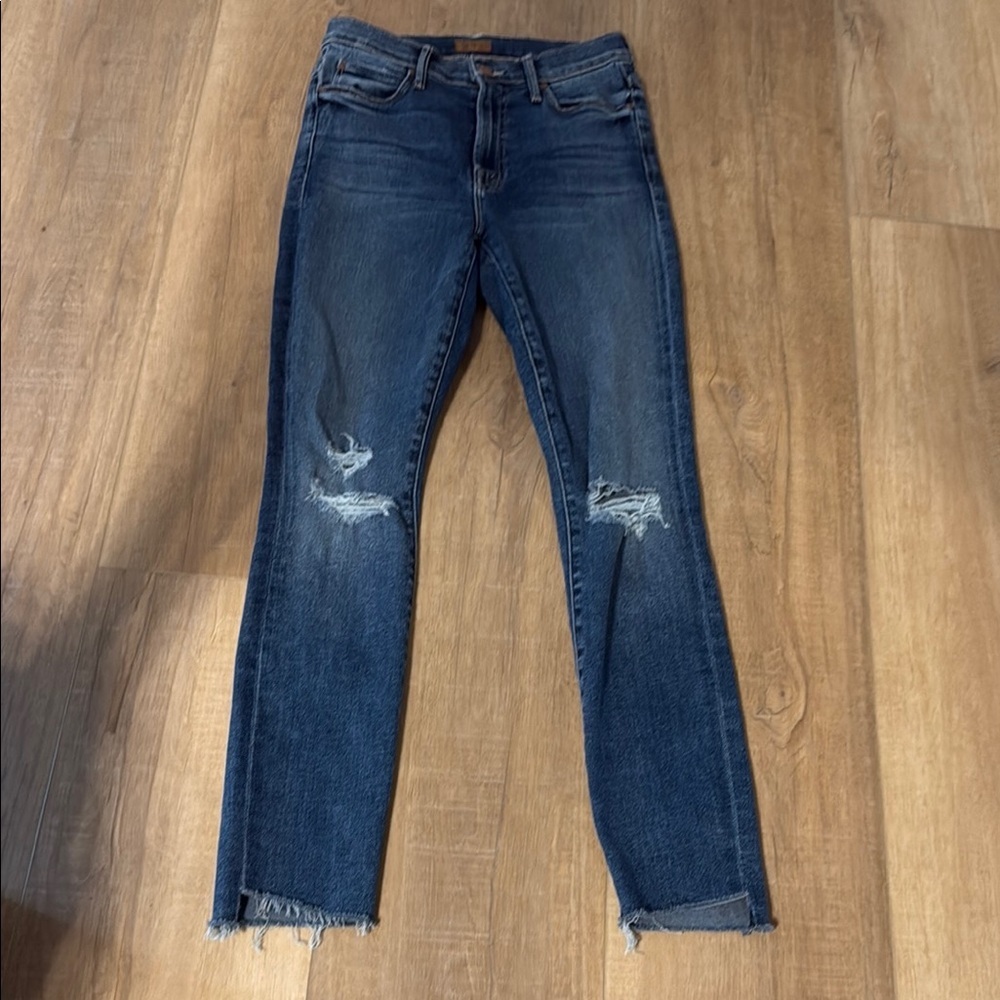 MOTHER The Stunner Zip Ankle Step Fray Jeans Size 25